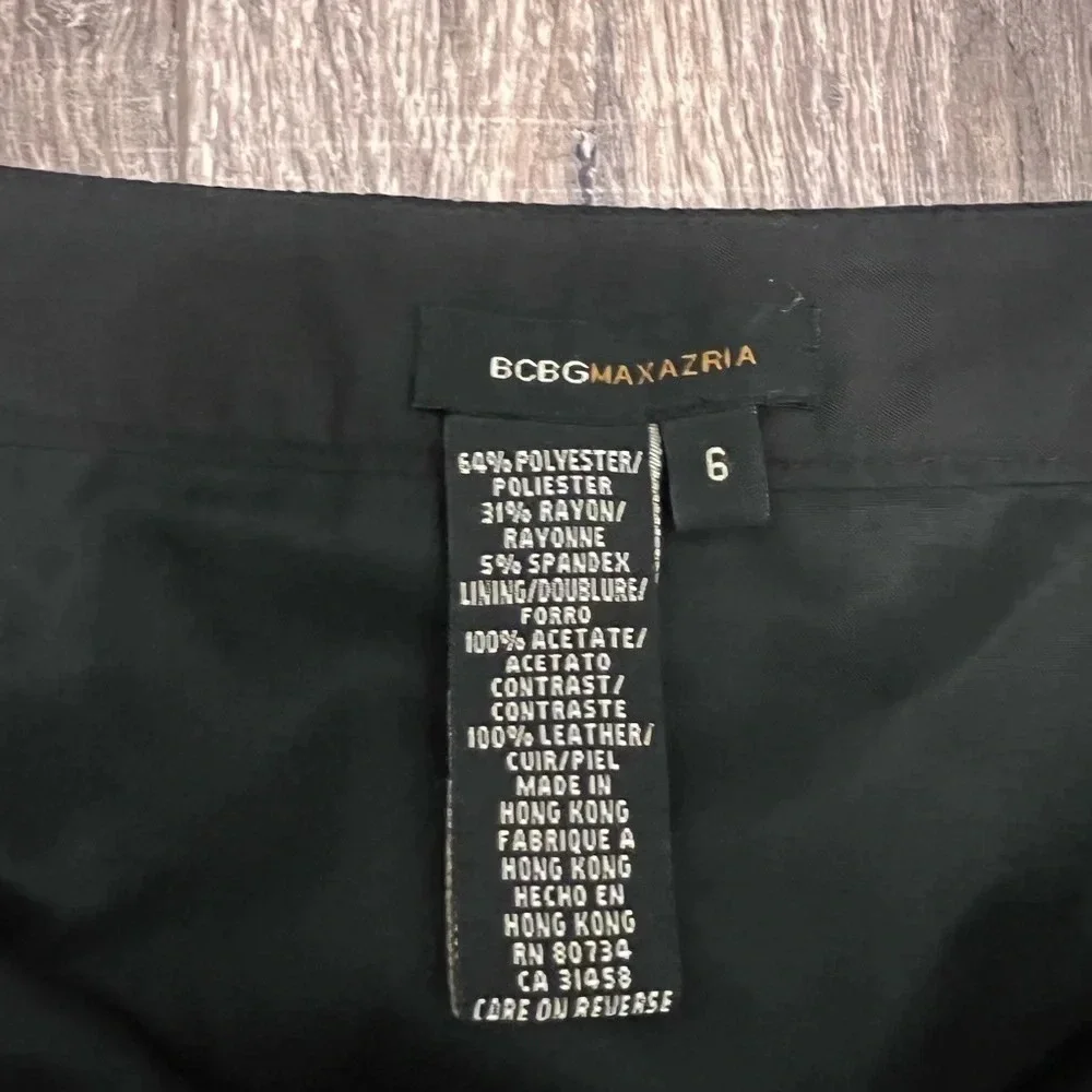 Bcbg Maxazria Black Pencil Skirt  Leather Lacing Sz 6